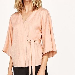Zara rose blush kimono blouse